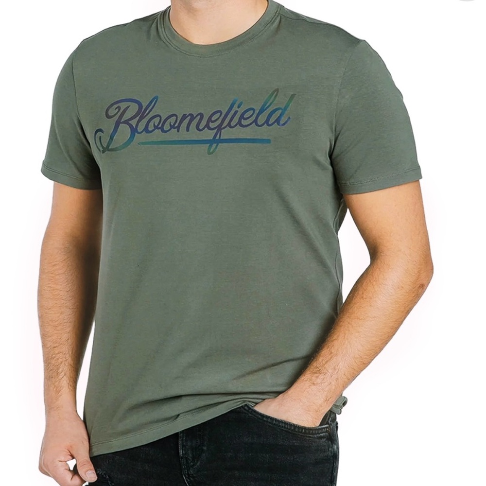 Green Short Sleeve Tee with Bloomfield Script